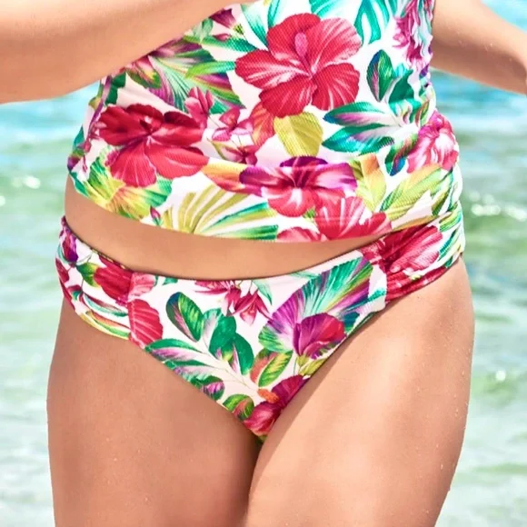 Tommy Bahama Island Cays Fiesta Reversible Shirred Hipster Bikini Bottoms - Picture 1 of 16